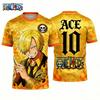 Summer 2026 One Piece Ace X French "Mecha Flame" Soccer 3D Print Breathable Quick-drying T-shirt for Men and Women Top