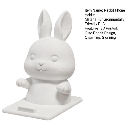 Minimalist Desk Accessory for Home Office Cute Bunny Phone Holder, 3D Printed Animal Mobile Stand, Small Desktop Stand Kids Rabbit Cell Holder