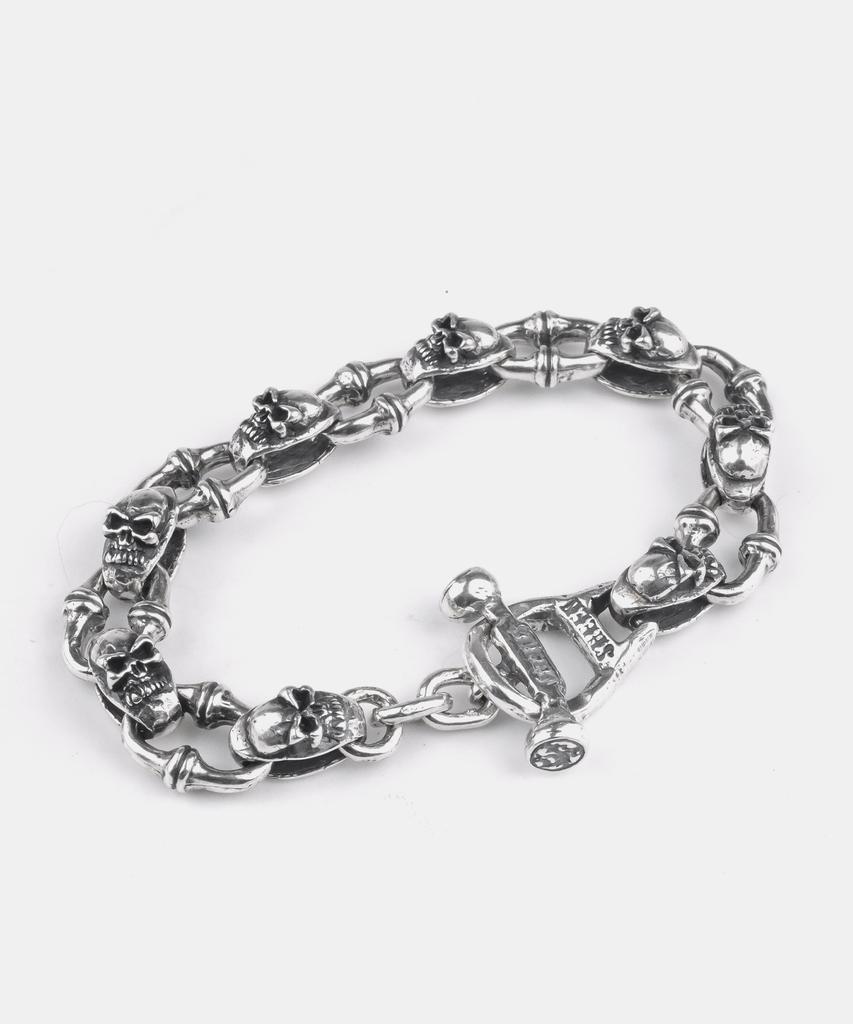 Sheen666 Skull Link Silver Bracelet
