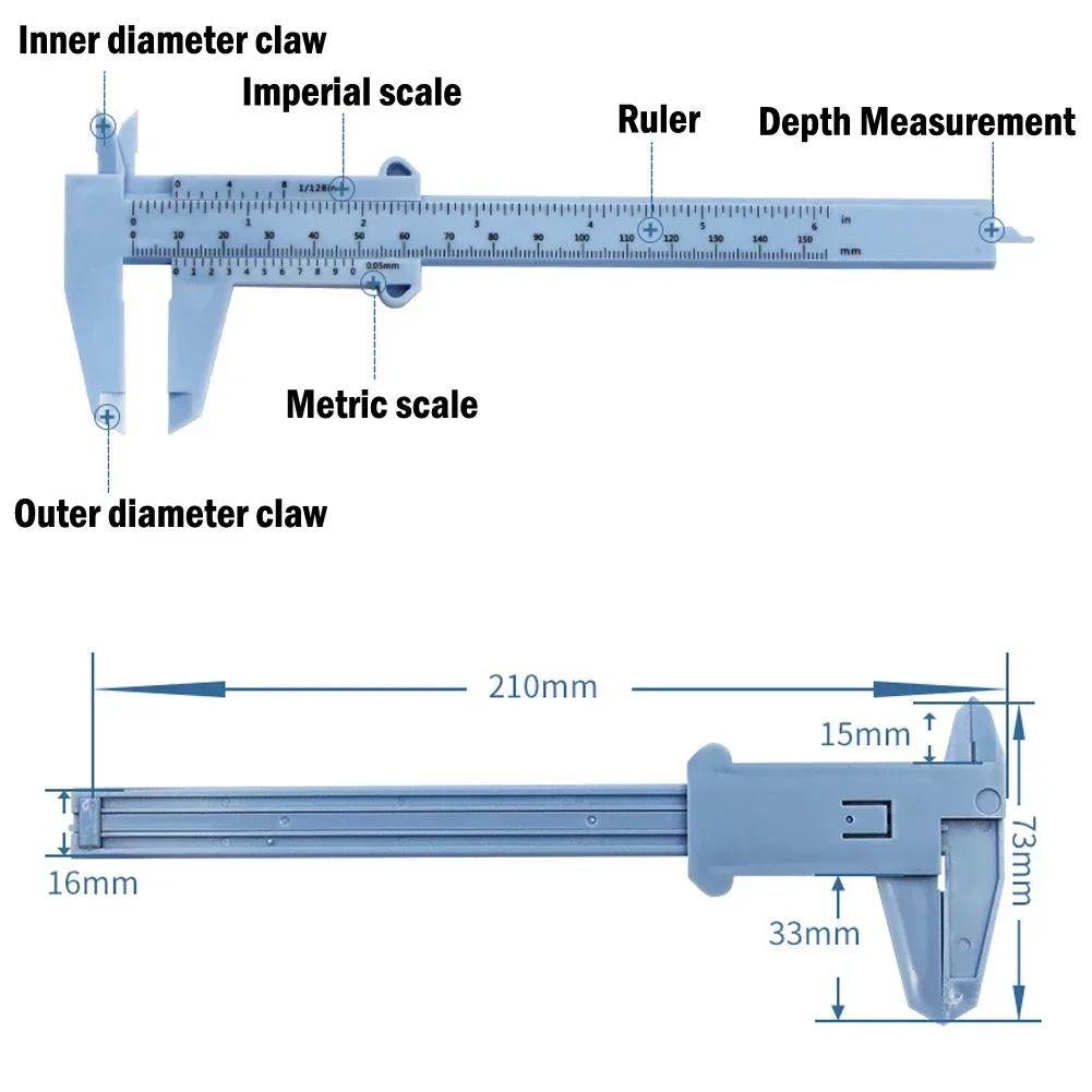 DIY Tool Vernier Calipers Double Scale Rulers Plastic Caliper Depth Diameter Measure Tool 0-150mm