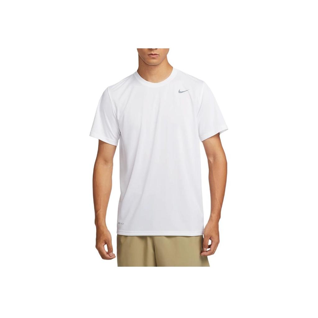 Nike Dri-Fit Logo Rundhals Bequemes Schnelltrocknendes Lässiges Kurzarm Regular T-Shirt Herren T-Shirts Weiß Cool-Grau HF0507-100