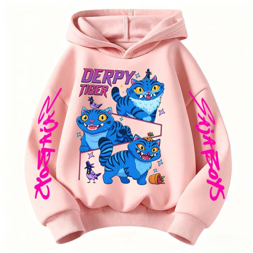 

2026 K-pop Охотник на демонов DERPY Толстовка детская с принтом тигра Спортивная одежда для девочек Повседневная толстовка для мальчиков Осенне-зимняя с длинным рукавом 100