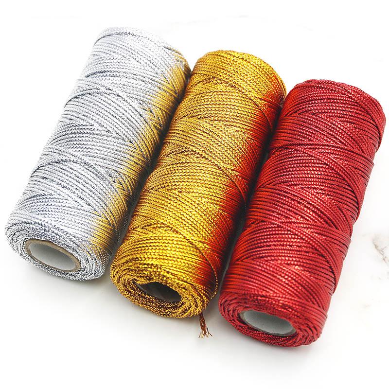 (100 Meters/roll) 1mm Wide 16 Strand Braided Hollow Gold Wire Gift Box Packaging Zip Tie Holiday Party Decoration Ribbon DIY
