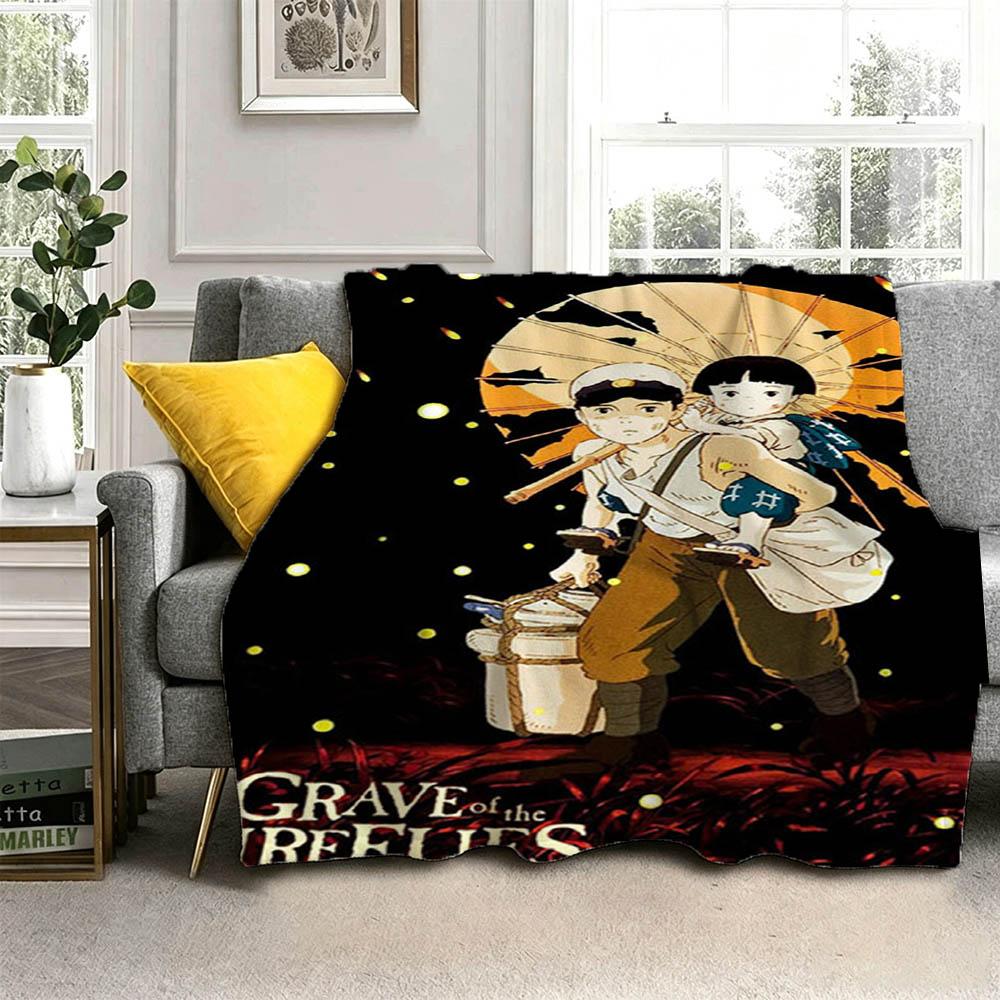 New G-Grave Cartoon F-Fireflies Movie 3D Flannel Blanket Soft Throw Blanket Art For Home Decor Bedroom Bed Sofa Picnic Fans Gift
