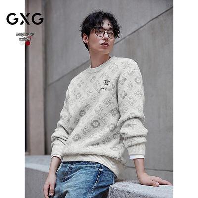 GXG Men's Mahjong Jacquard Velvet-Touch Pullover Sweater