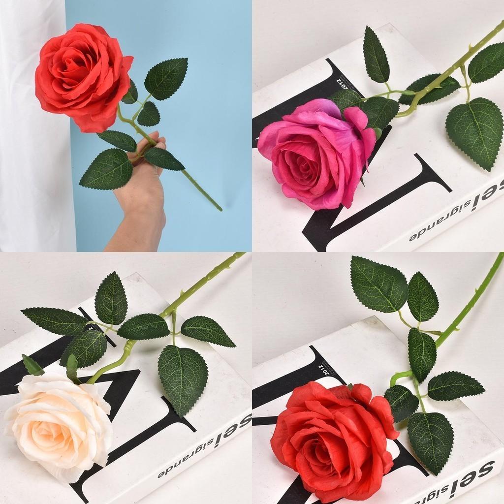 Luxurious 50cm Long Stem Artificial Roses Stunning Blooming Silk Flowers For Events