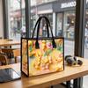  Cute Floral Duck Print Tote Bag Portable Casual Shoulder Handbag for Daily Use