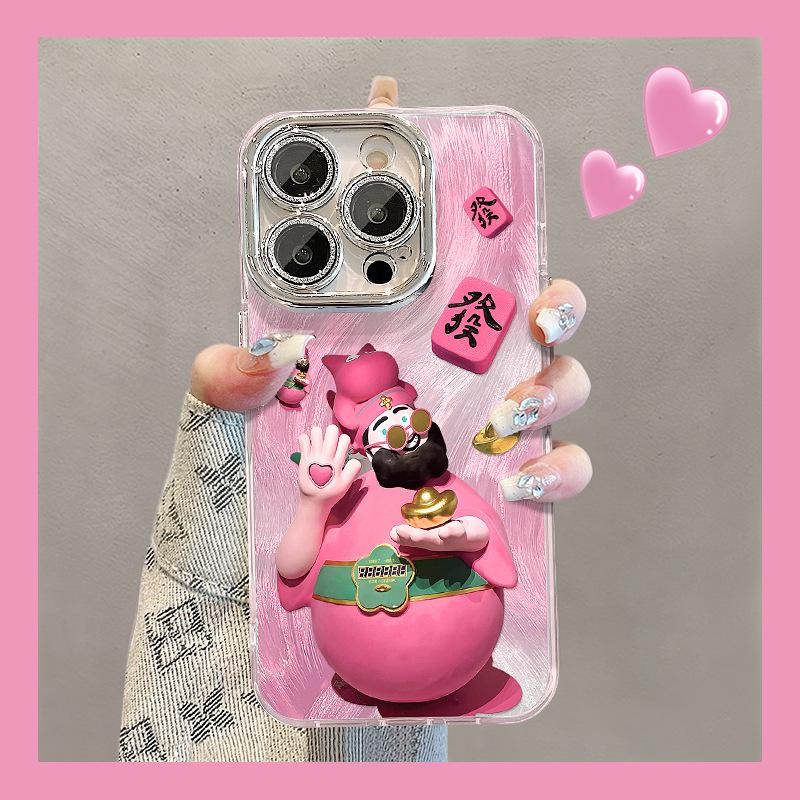 The Rose Red God of Wealth Is Suitable for Apple 16, 15pro, Lens Film, Anti-drop 14, High-end Feel 13, Full Package