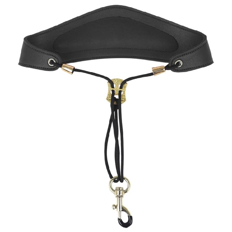 Saxophone Neck Strap Leather Padded Sax Neck Strap with Metal Rotatable Hook