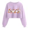 Women's Fashion Halloween Printed Navel-Exposed Long Sleeve Pullover Sweatshirt
