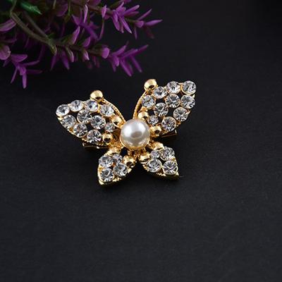 Delicate Butterfly Brooch, Diamond-Encrusted Alloy Insect Pearl Corsage Women'S Coat Accessories Anti-Light Pin