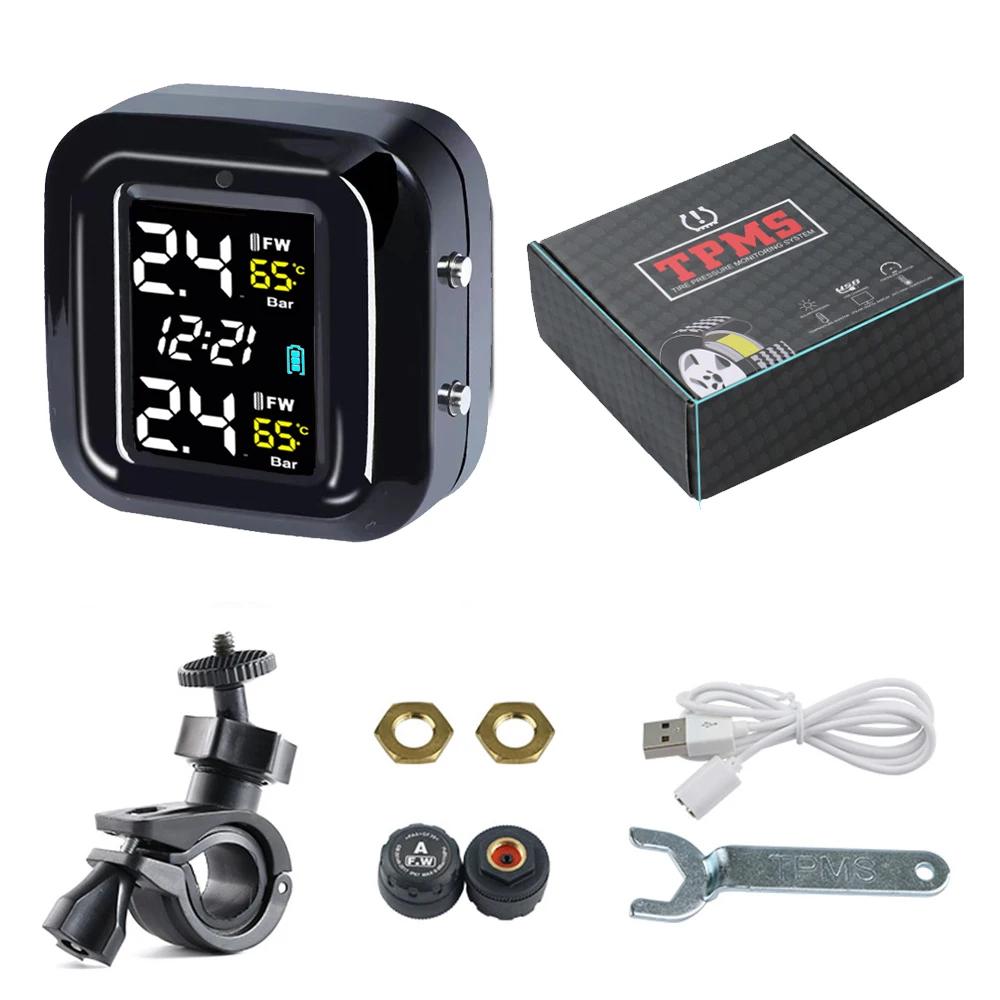 Motorcycle Tire Pressure Monitor Digital Display 2 Wheel Tyre External Sensor Motorcycle TMPS Wireless Tire Pressure Detector