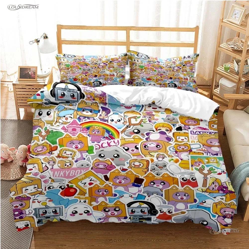 

L-Lankybox Анимационный фильм Всесезонное одеяло Мультяшный чехол Комплекты постельного белья Мягкий пододеяльник и наволочки ОдноспальныйДвуспальныйКвинсайзКингсайз 70x133cm 2pcs