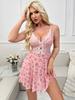 Europa und die Vereinigten Staaten beliebte Mode Spitzenrand Jacquard tief ausgeschnittenes Kleid Pyjama Damen Pure Desire Netz Durchsichtig Träger Pyjama