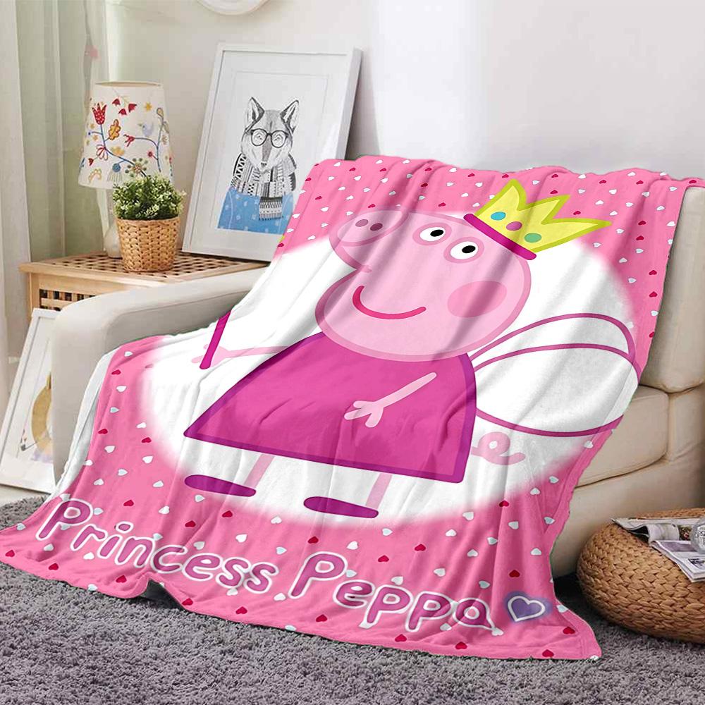 Princess Peppa Fairy Flannel Blanket Super Soft Warm Cozy Blanket for Sofa Bed Office Travel All‑Season Home Decor Gift