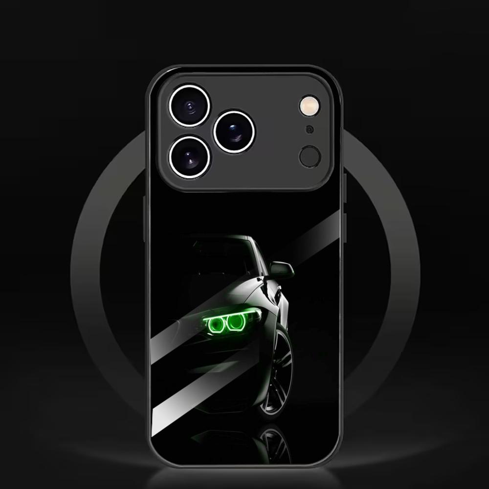 Stylish Sports Car with Green Glass phone case mobile phones for iphone 17 pro max cover for iPhone 17 16 15 14 13 12pm Pro Plus