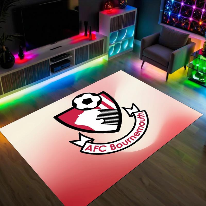 Bournemouth Football Design Crystal Velvet Carpet Cozy Non?Slip Printed Rug For Bedroom Living Room Entrance