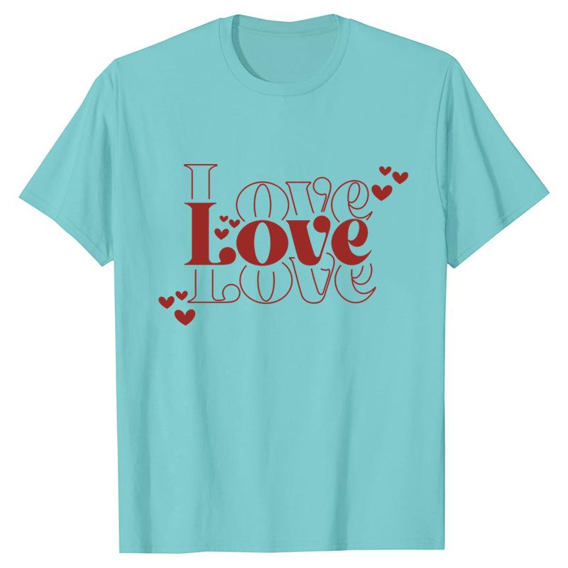 Funny Valentine Printed Couple's Versatile Casual Top Fashion High Street T-Shirts Women’s