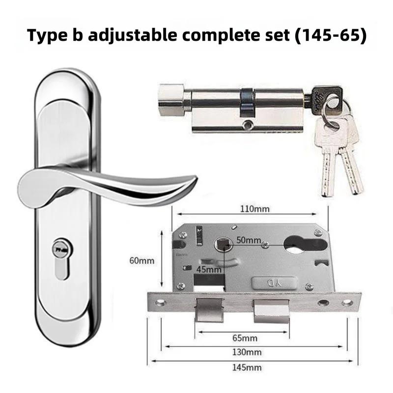 Universal Stainless Steel Indoor Door Lock Adjustable Wooden Door Handle for Bedroom Security Tamper-Free Household Safety