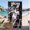 Asciugamano da Spiaggia Personalizzato Stampato Cristiano Ronaldo Logo Calcio Supporto Nome Personalizzato Testo Asciugamano Assorbente Per Sport Viaggio Regalo Speciale