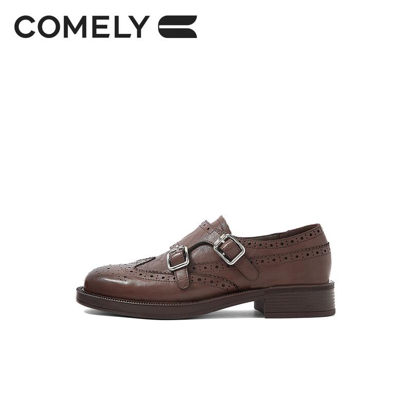COMELY Women's British Style Genuine Leather Brogue Loafers