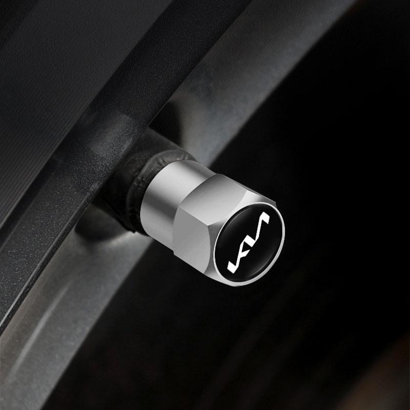 For Kia StingerA4Pcs Car Wheel Tire Valve Caps Logo Dust Cover Accessories For KIA EV6 Stinger RIO Sorento Picanto Ceed Borrego Syros K4 K5