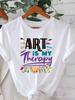 Fashion for Art Lovers  for Art Is MY Therapy, Colorful Paintbrush And Palette Pattern Print, Women'