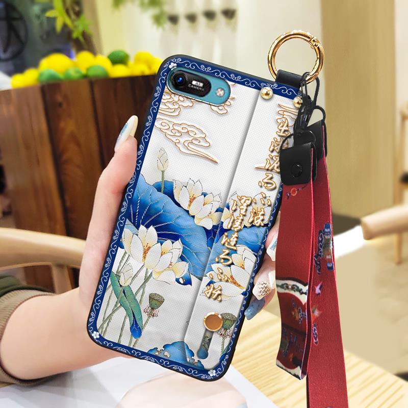 Elderly lady Kickstand Phone Case For Itel A25/A35/A25 Pro Lanyard Anti-knock Silicone Fashion Anti-dust Wristband Ring