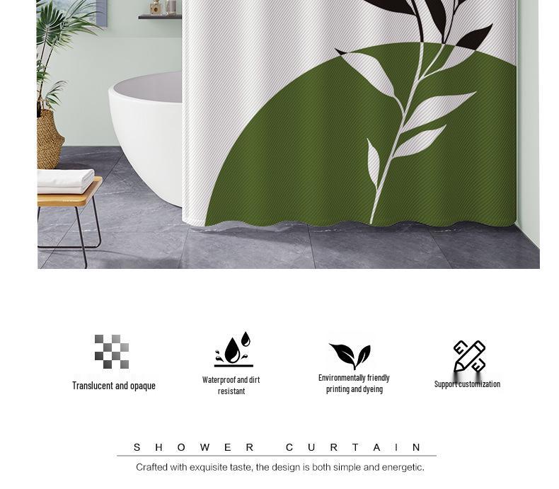 High-End Minimalist Floral Shower Curtain Set: Lazy-Style, Thickened, Waterproof, Mildew & Wrinkle Resistant.