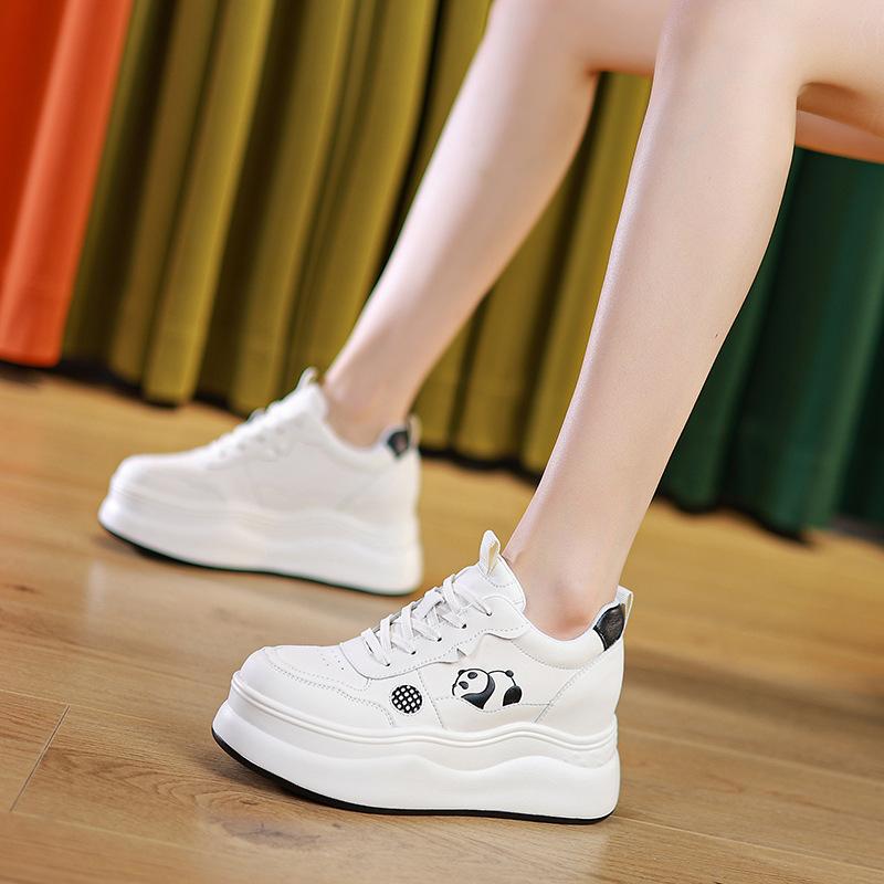 

Women s Shoes New Spring Wedge Platform Thick Sole Lightweight Height Increasing Insole Casual White Shoes Small Trendy Pumps