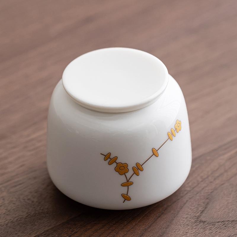 Suet jade porcelain mini small spring tea ceramic tea can sealed tank tea can storage tank storage tank empty tank