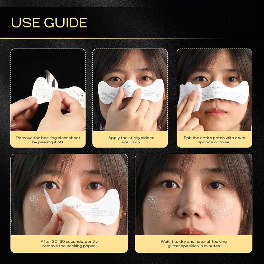 4 Sheets Gold Sparkle Freckles Face Tattoo Face Makeup Glitter Freckles Patches