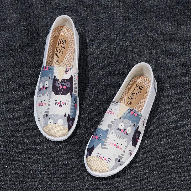 

Old Beijing cloth shoes women s one-pedal lazy fisherman shoes canvas shoes new spring and autumn summer breathable flats 40 standard code