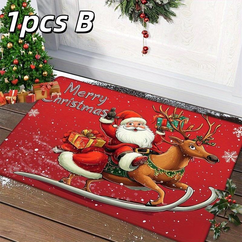 1pc Christmas Door Mat Holiday Home Decoration Waterproof And Slip-Resistant Easy To Clean Floor Mats For Toilet Entrance Hall
