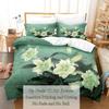 Green Flower Duvet Cover Set Double Bed With Pillowcase Lotus Bedding Set King Size 3pcs 2pcs Single Twin Full 200x200 220x240cm