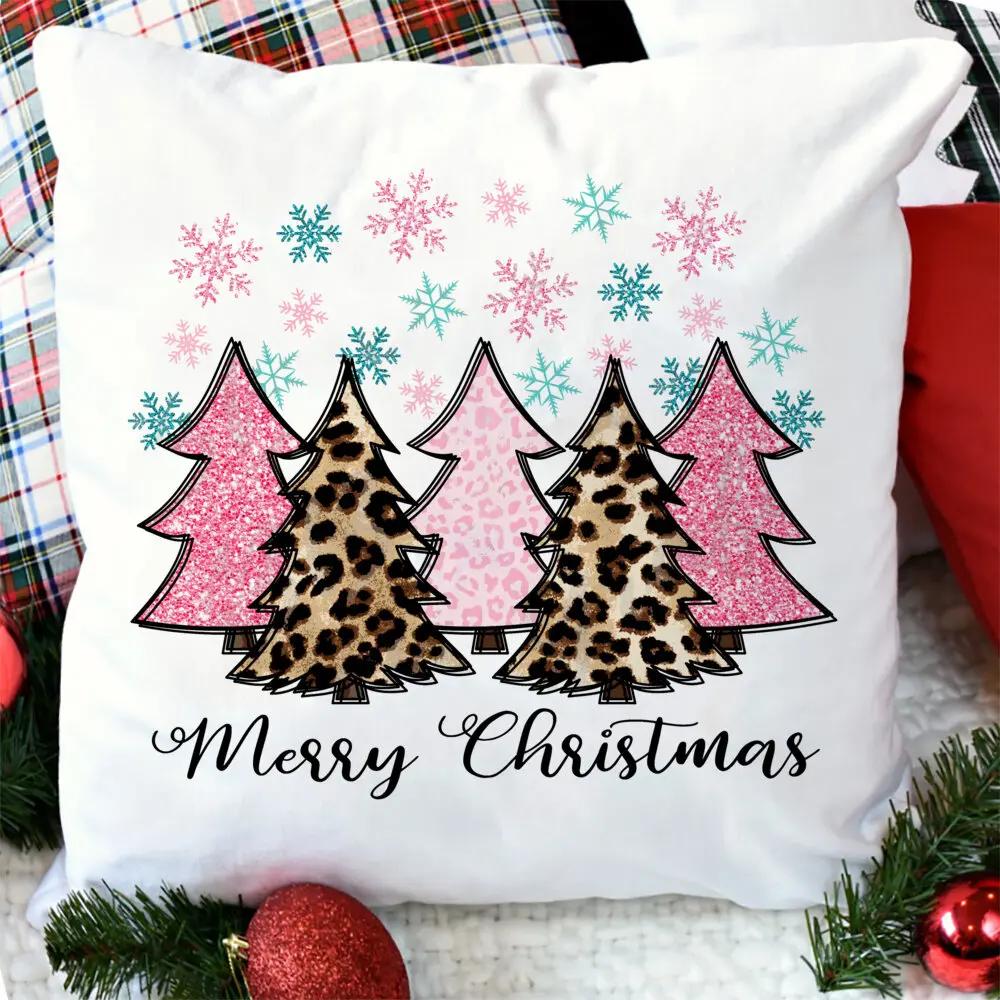 merry christmas printed Pillow Case christmas derco Pillow Dust Cover Bedroom Kids pink xmas Party Decoration Pillowcase gifts