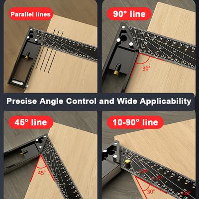 Multifunctional Right Angle Ruler 90 Degree Multi-Holes High Carbon Steel Angle Ruler Woodworking