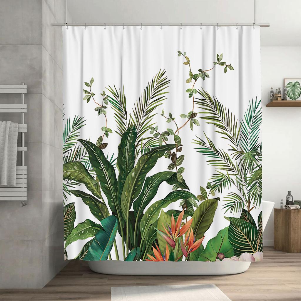 GAETropical Plant Shower Curtain for Bathroom - Waterproof and Durable with Rust-Proof Hook Suitable for Wet and Dry Separatio