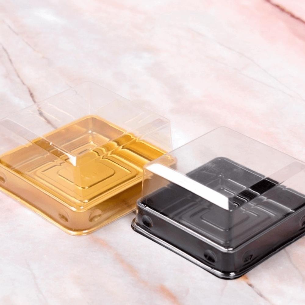 50pcs 50/80//100g Moon Cake Boxes Transparent Plastic Muffin Container Box Square Shape Cookies Sealed Storage Box