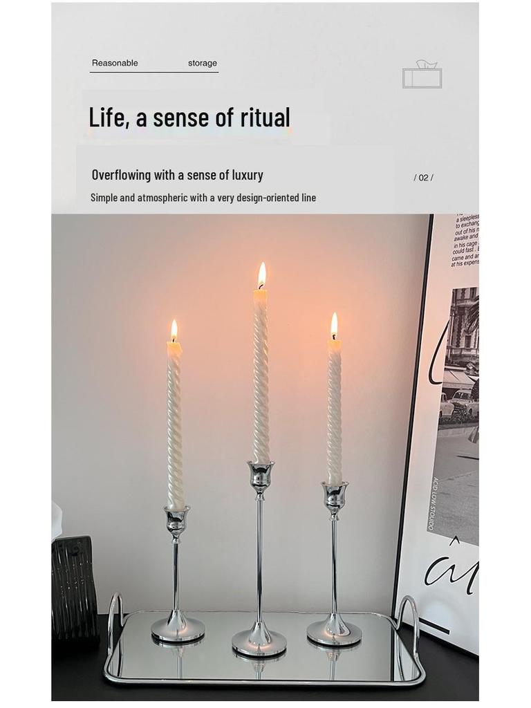 Nordic Style Silver Candlestick for Romantic Candlelight Dinners and Festive Table Decor