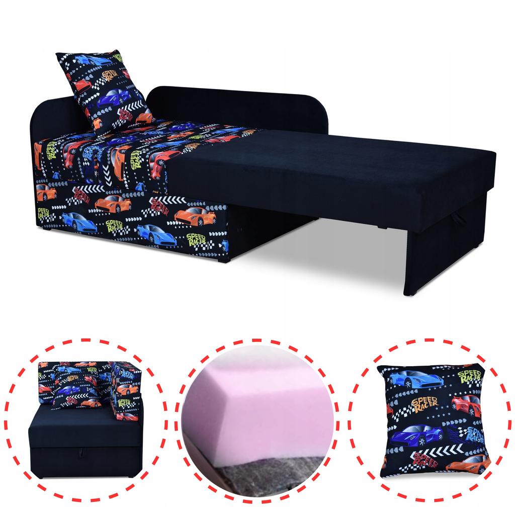 Narożnik dziecięcy Bambino rozkładany pojemnik łóżko dzieci materac kubuś