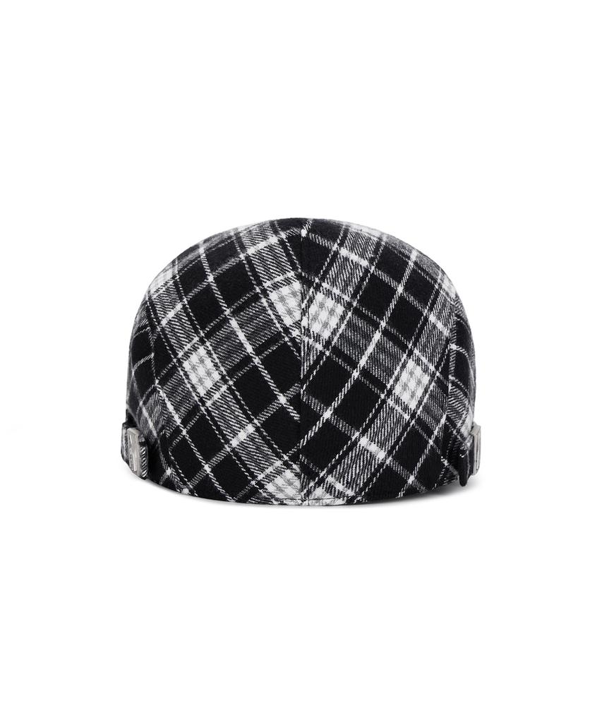 Bajal Va Square Belt Check Hunting Cap Black Check
