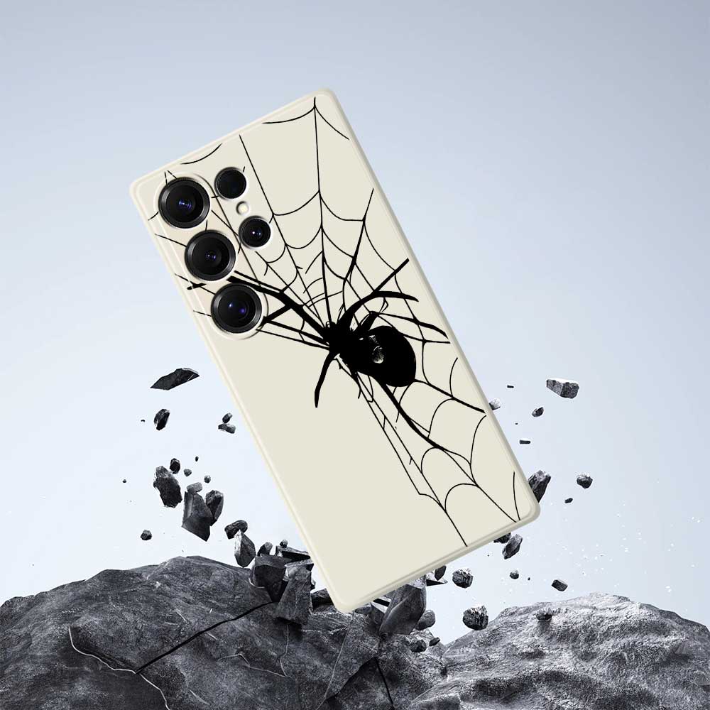 For Samsung Galaxy S25 Ultra Case Spider Pattern Printing Straight Edge TPU Phone Back Cover