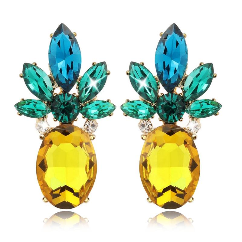 

Huitan Hot Summer Pineapple Earrings Women Bright Acrylic Stone Cute Fruit Drop Earrings Girls for Dance Party Statement