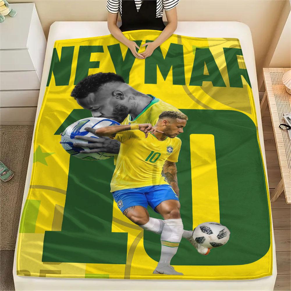 1PC Neymar Jr Patterned Flannel Blanket Suitable For All Seasons for Home Decor Warmth and Comfort Gifts Holiday Present