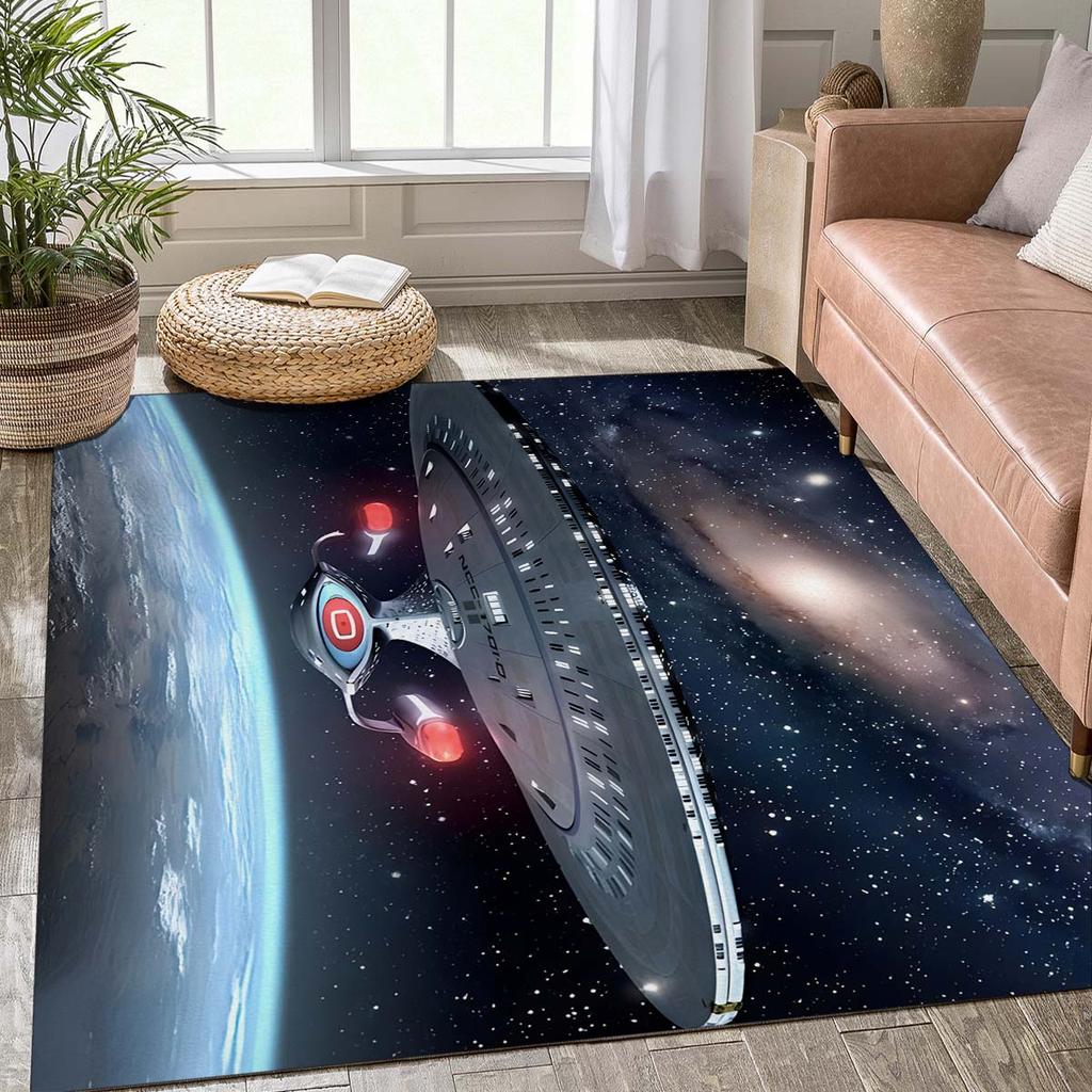 Space Ship Carpet for Living Room Vintage Galactic Space Star Ship Area Rug Soldier Large Non Slip Door Mat Bath Mats Home Decor