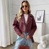 2025 Cross-border European and American New Women's Leather Jacket Short Spice Girl Street Retro Locomotive Lapel PU Leather Jacket