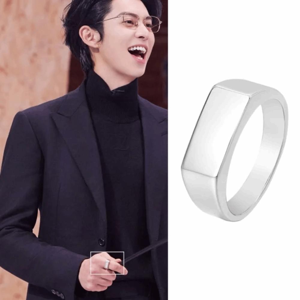 Square Stainless Steel Ring Jewelry Finger Ring Punk Titanium Seal Ring Men Women