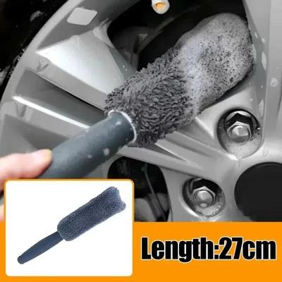 1PCS Car Wash Long Handle Brush Tire Scrubber Wheel Hub Brush Ultra Fine Fiber Dust Collector Gap Car Cleaning Tool