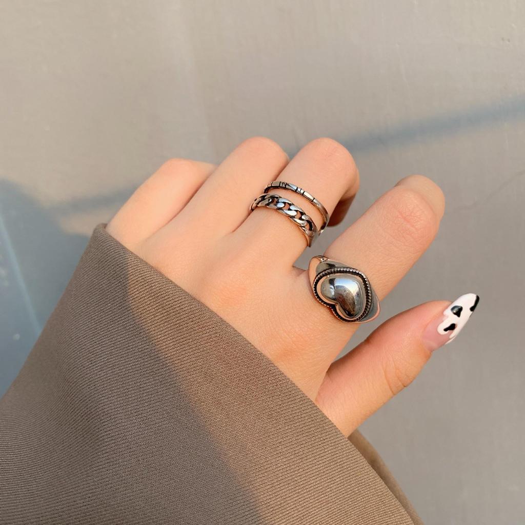 Trendy verstellbarer Love-Zeigefingerring, Retro-Kaltstil für Damen und Herren